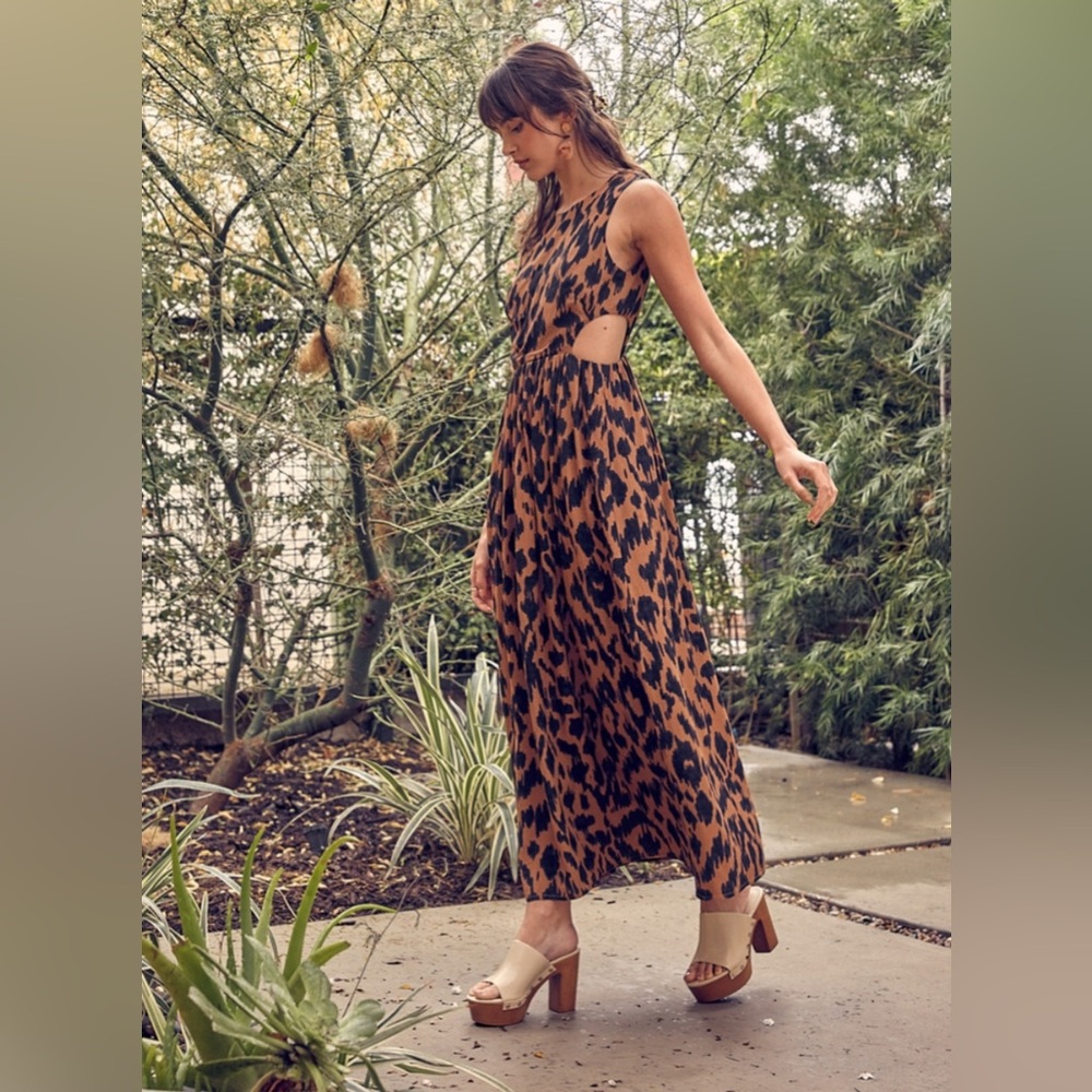 NWT Miou Muse Leopard Cut-out Maxi Size Small NWT